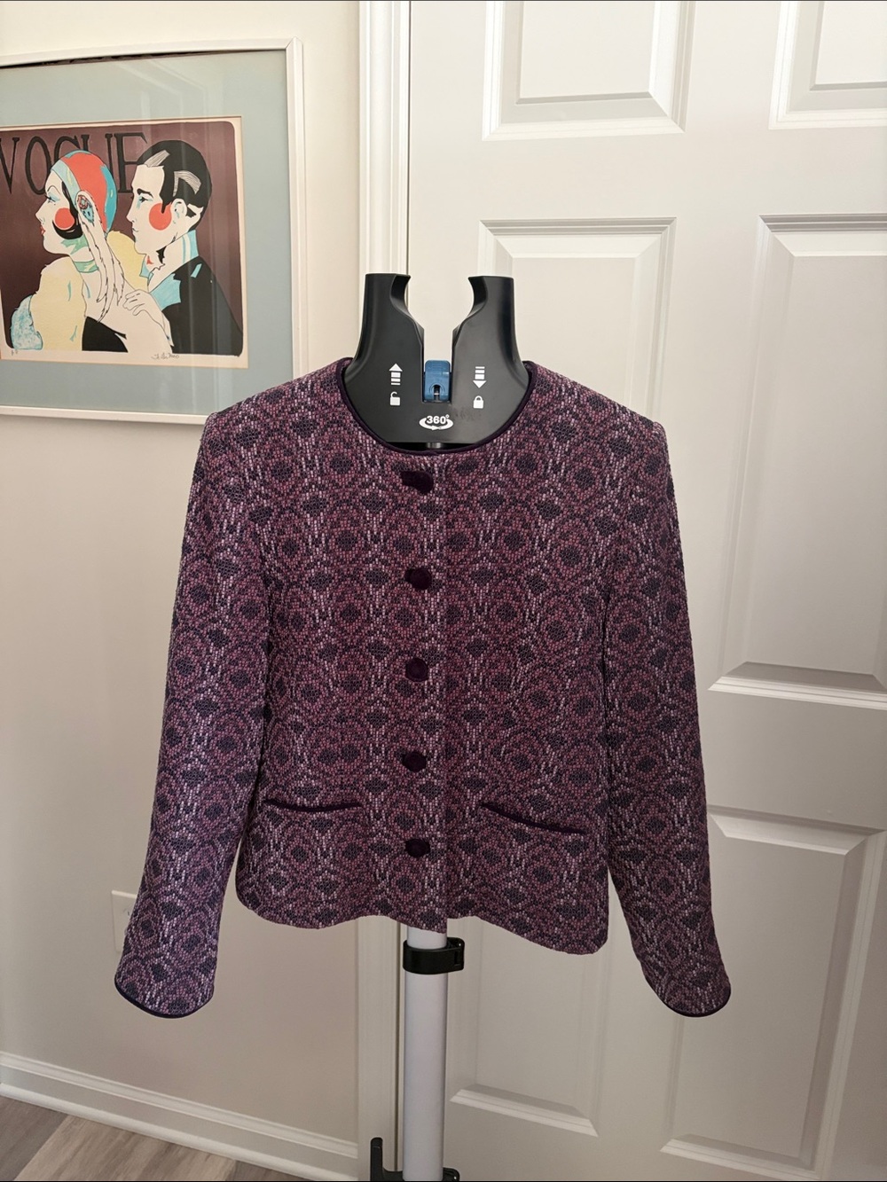Vintage Pendleton Virgin Wool Plum Tweed Cropped Jacket Blazer Sz 10 Fits 8